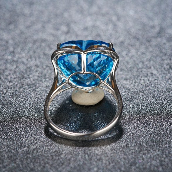 14k Gold 14.8 Ct Natural Topaz & Diamond Ring - 5