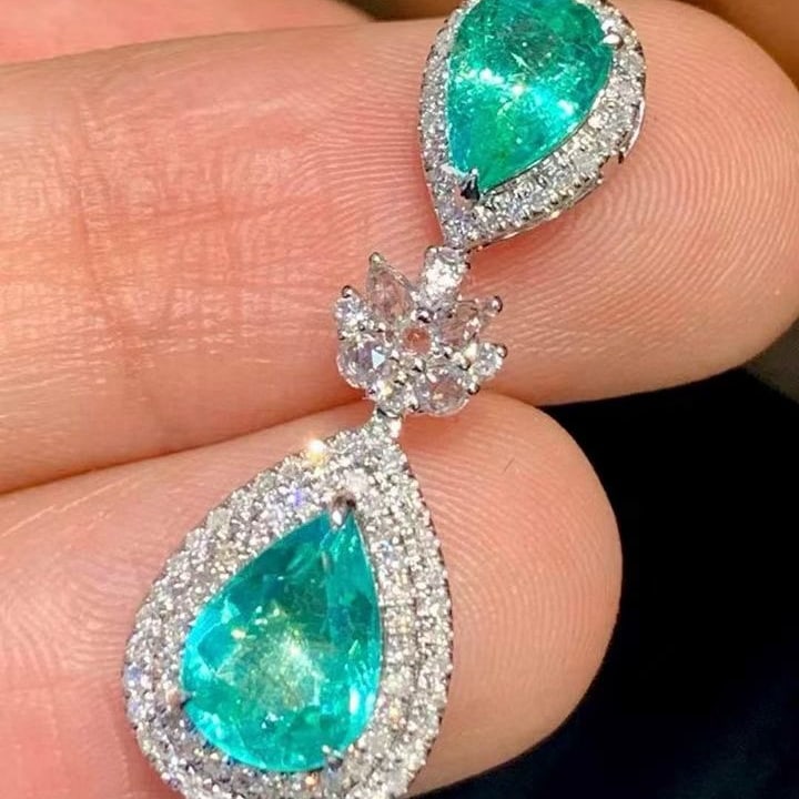 14k Gold 1.6 Ct Natural Paraiba Tourmaline & Diamond & Sapphire Pendant( Without Chain ) - 2