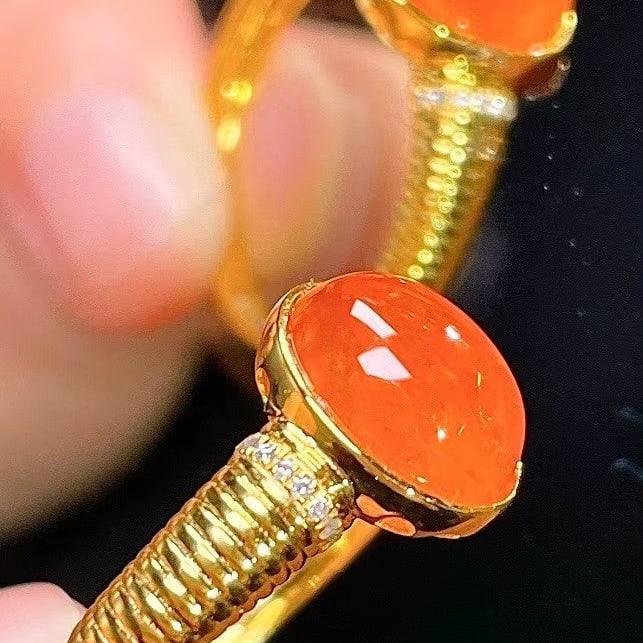 14k Gold 4.15 Ct Natural Spessartine & Diamond Ring - 6