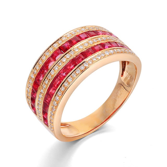 14k Gold 2.23 Ctw Natural Ruby & Diamond Ring - 4