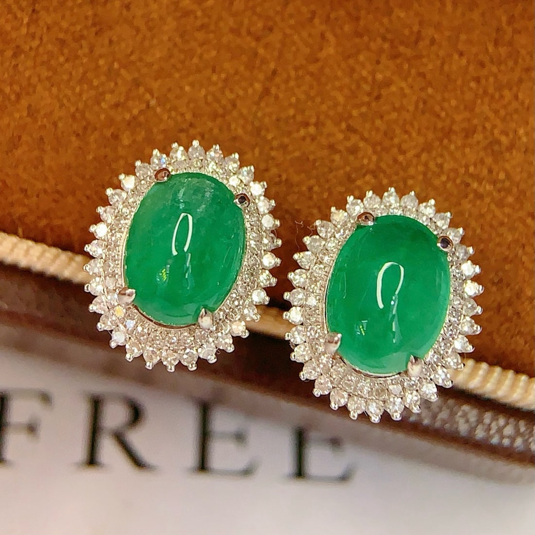 14k Gold 3.16 Ct Natural Emerald & Diamond Earrings - 3