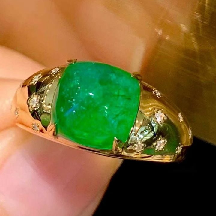 14k Gold 3.01 Ct Natural Emerald & Diamond Ring - 3