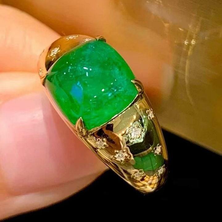 14k Gold 3.01 Ct Natural Emerald & Diamond Ring - 4