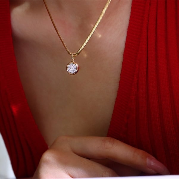 14k Gold 0.53 Ct Natural H Diamond Pendant( Without Chain ) - 2