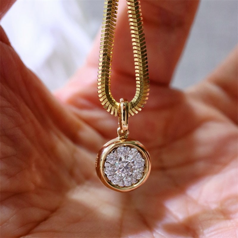 14k Gold 0.53 Ct Natural H Diamond Pendant( Without Chain ) - 3