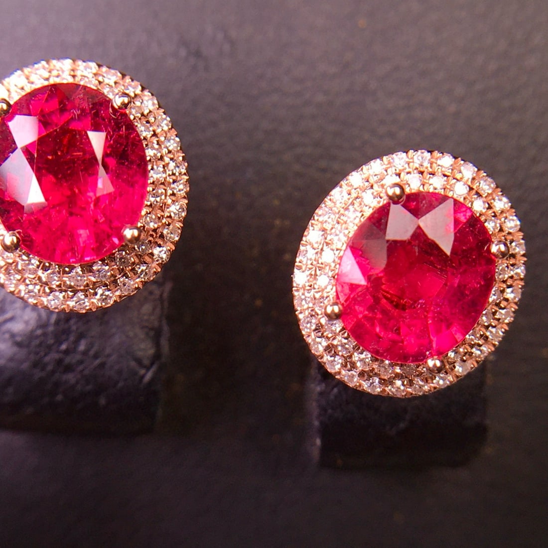 14k Gold 2.72 Ct Natural Tourmaline & Diamond Earrings - 2