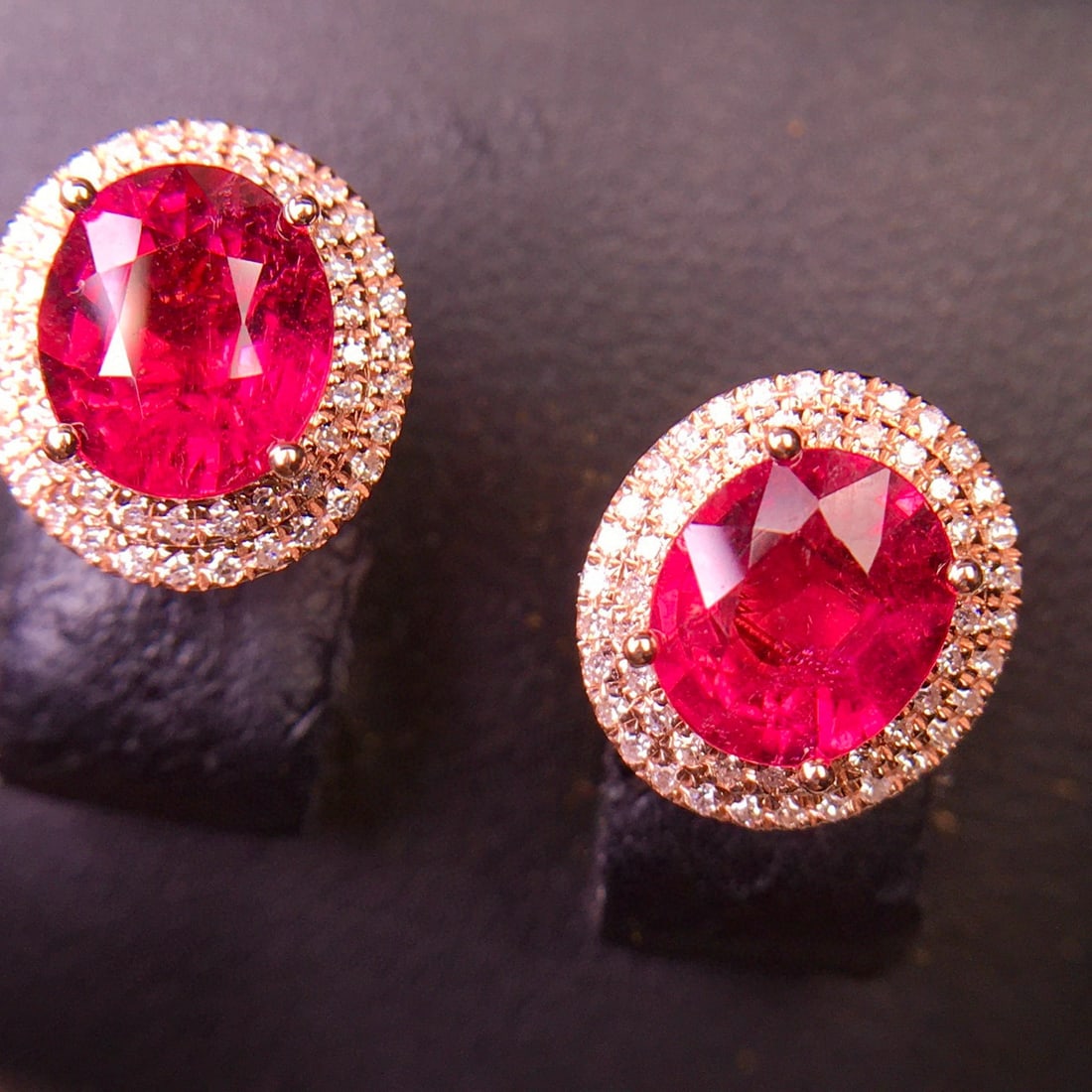 14k Gold 2.72 Ct Natural Tourmaline & Diamond Earrings - 4