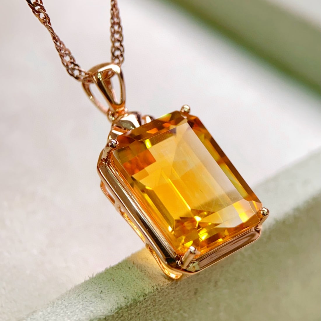 14k Gold 7.7 Ct Natural Citrine Pendant( Without Chain ) - 4
