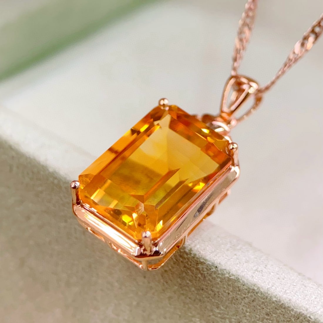 14k Gold 7.7 Ct Natural Citrine Pendant( Without Chain ) - 5