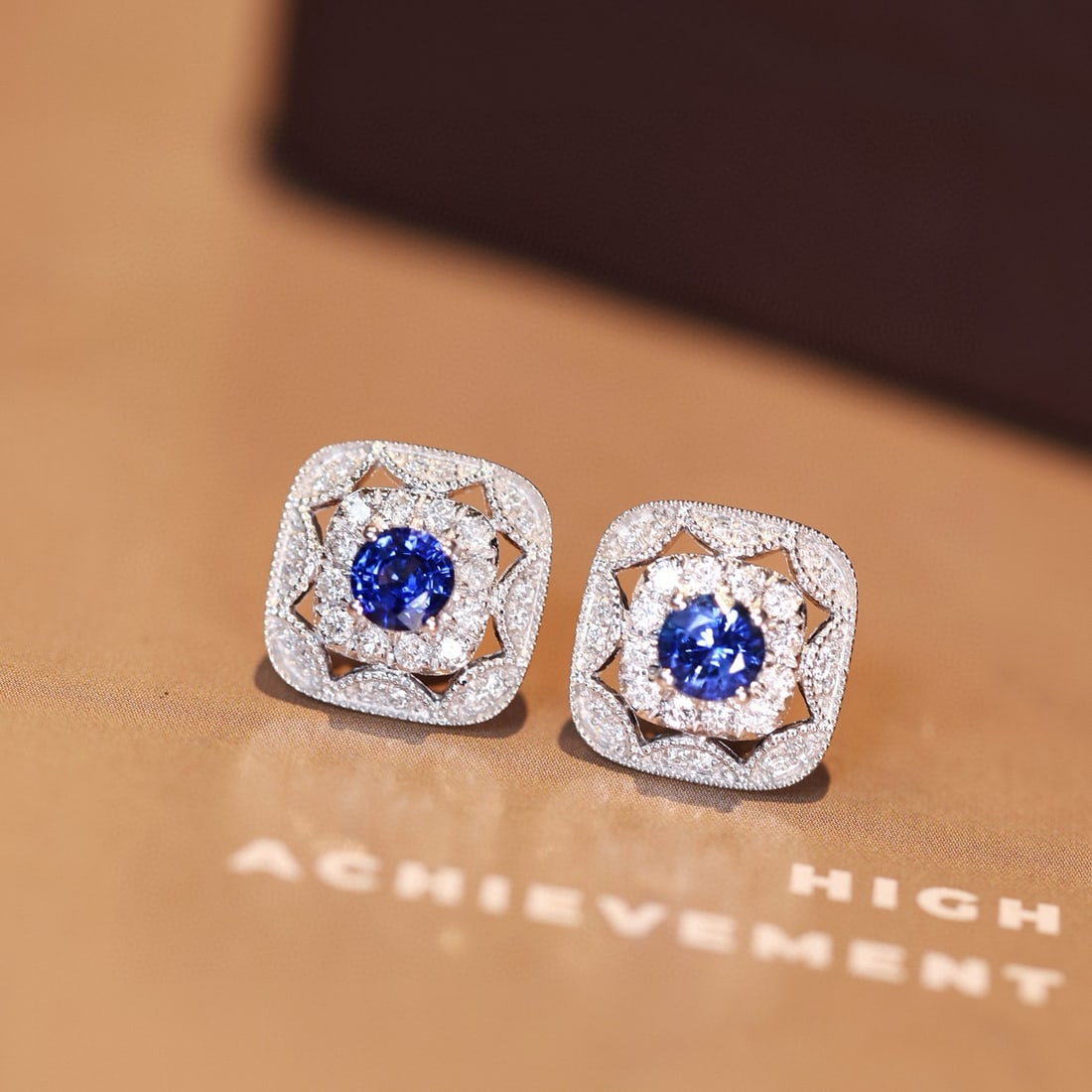 14k Gold 1.41 Ctw Natural Sapphire & Diamond Earrings - 3