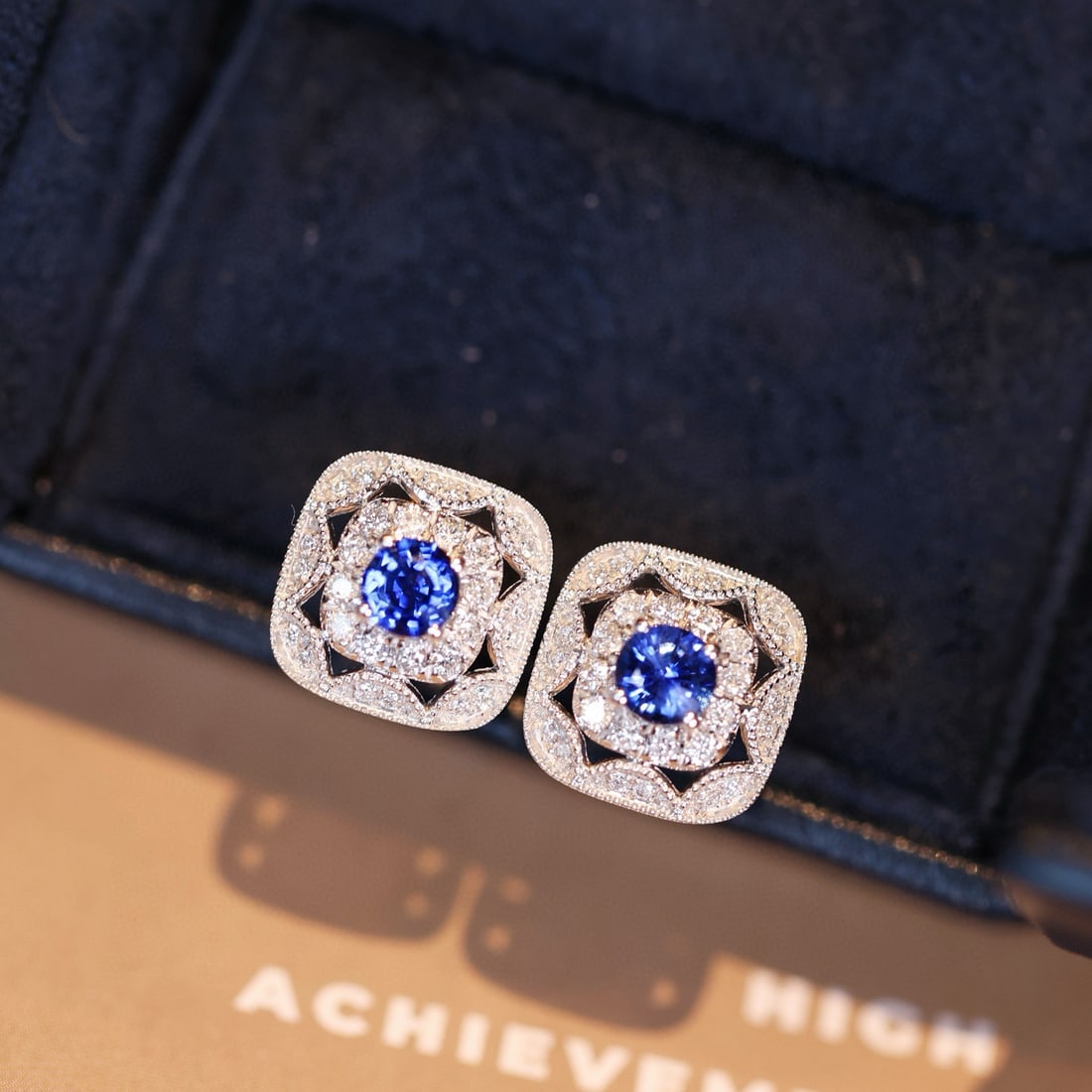 14k Gold 1.41 Ctw Natural Sapphire & Diamond Earrings - 8