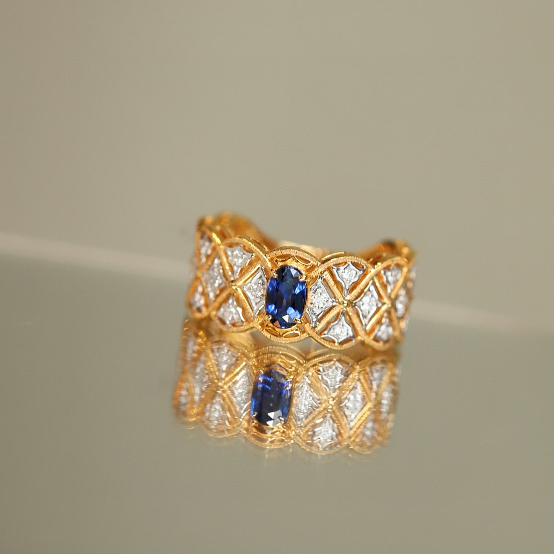 14k Gold 0.86 Ctw Natural Sapphire & Diamond Ring - 3