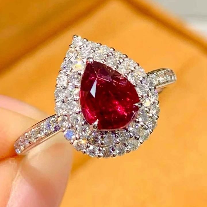 14k Gold 0.99 Ct Natural Ruby & Diamond Ring - 2