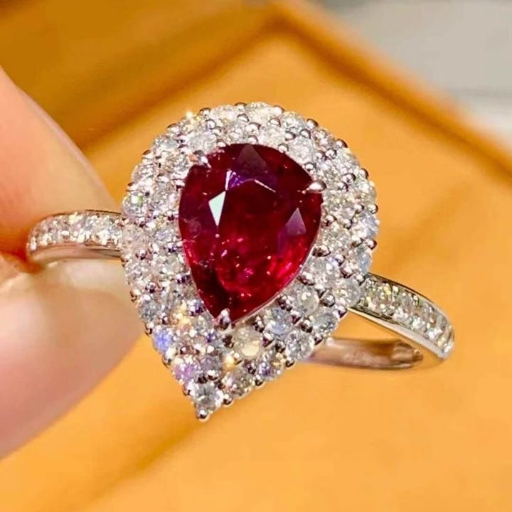 14k Gold 0.99 Ct Natural Ruby & Diamond Ring - 3