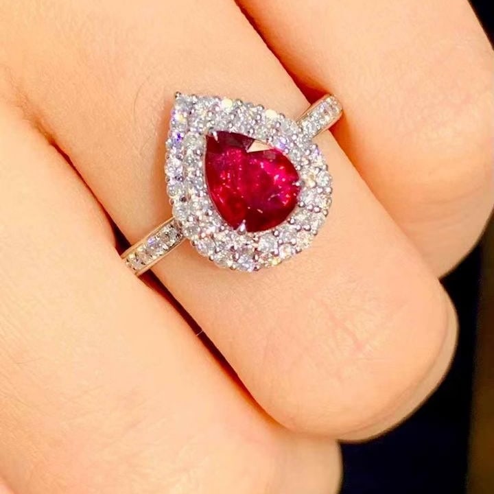 14k Gold 0.99 Ct Natural Ruby & Diamond Ring - 5
