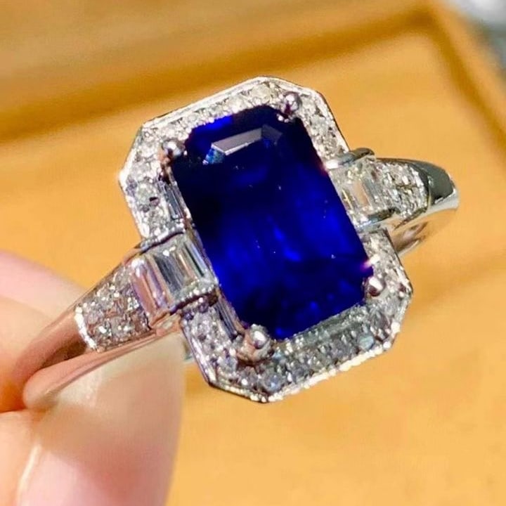 14k Gold 1.73 Ct Natural Sapphire & Diamond Ring - 4