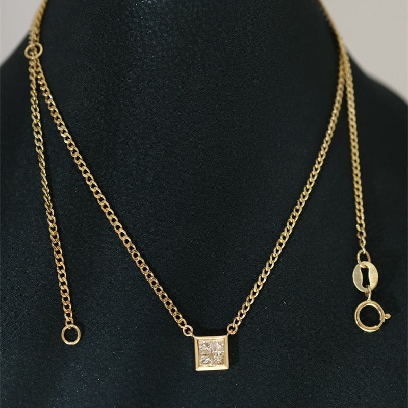 14k Gold 0.15 Ct Natural H Diamond Necklace: Ref:231139178 // gold content:14k gold // main gemstone:diamond // shape:princess // carat weight:0. 15ct // clarity grade:vs-si // color:h // treatment:natural // Condition: NewLow Estimate: