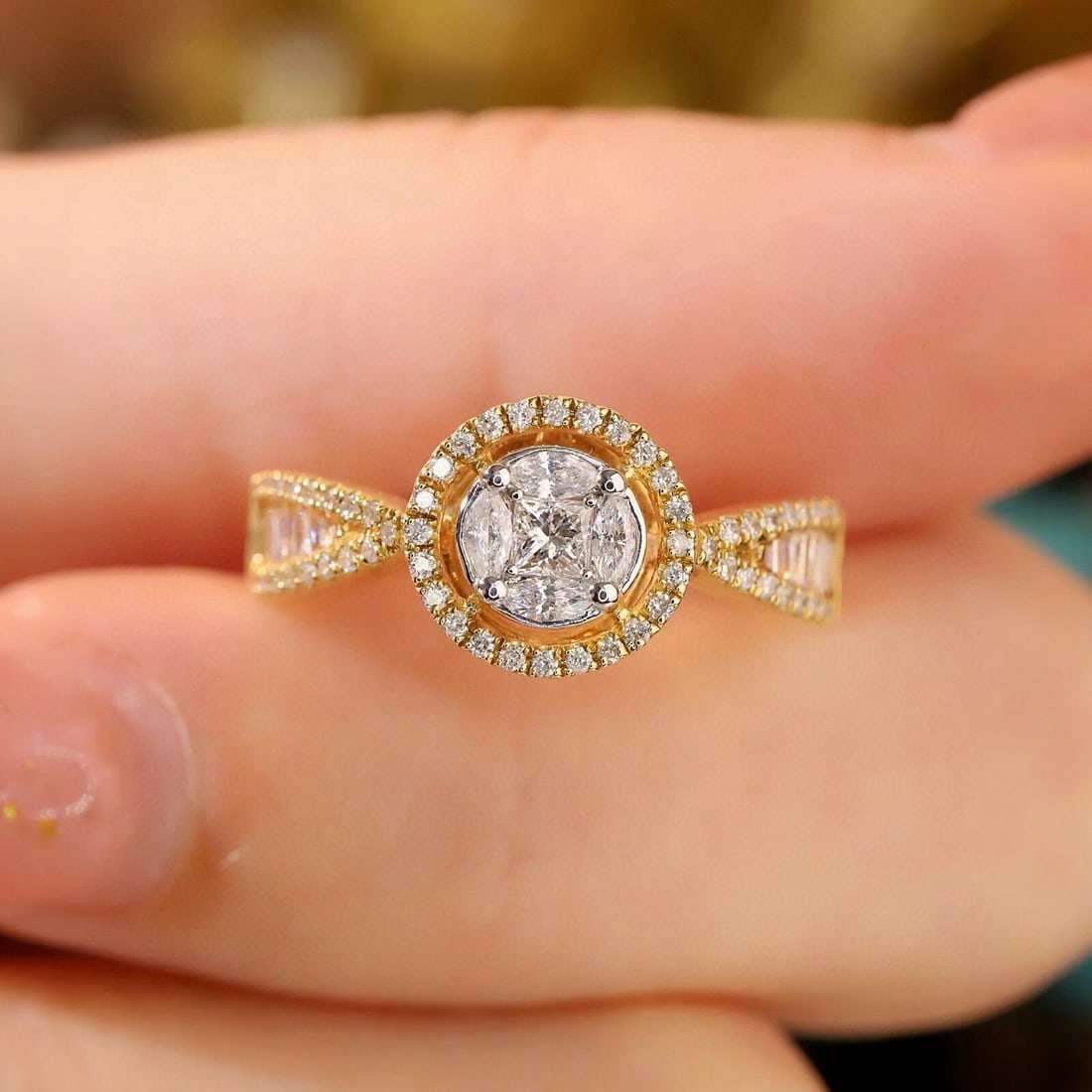 14k Gold 0.62 Ct Natural H Diamond Ring - 3