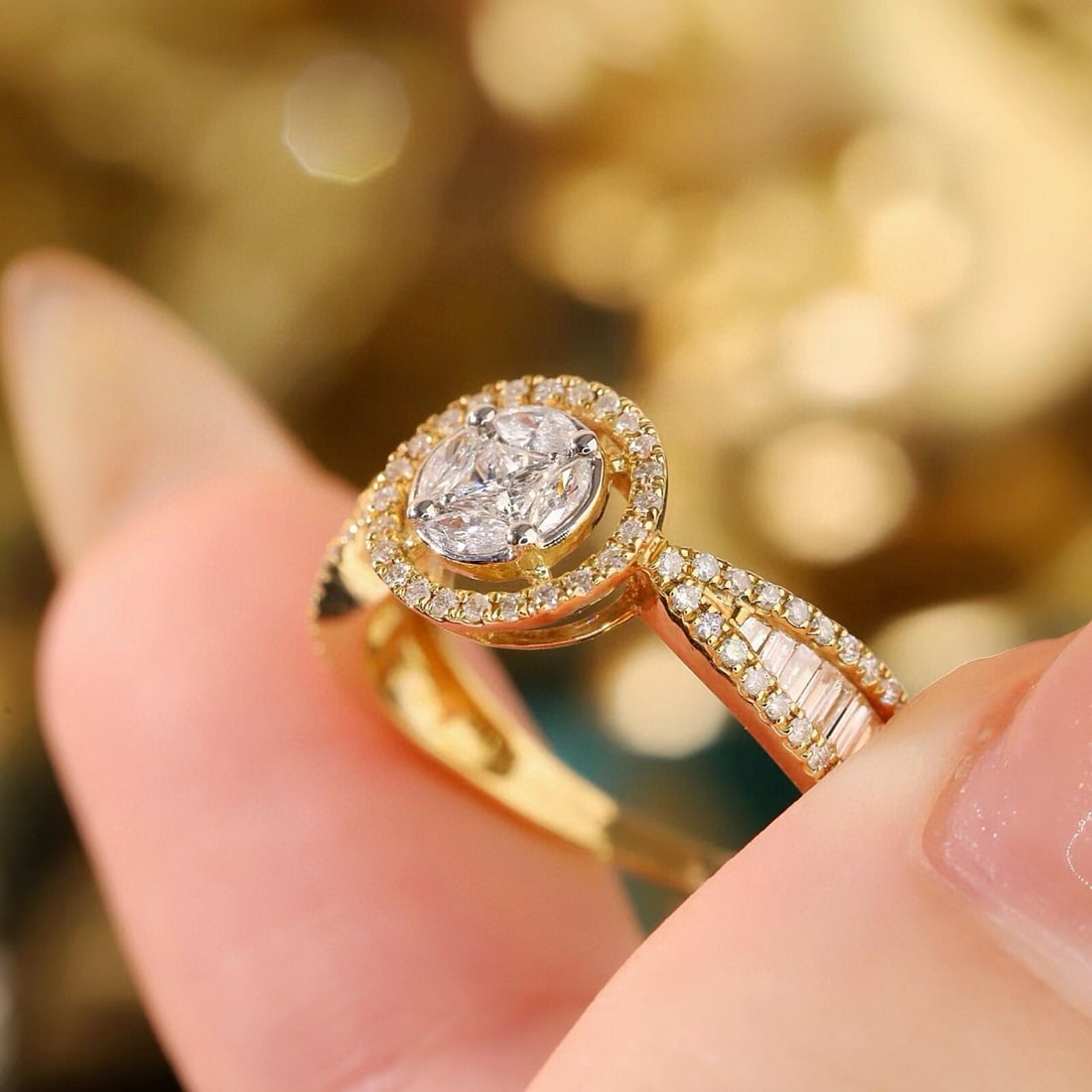 14k Gold 0.62 Ct Natural H Diamond Ring - 5