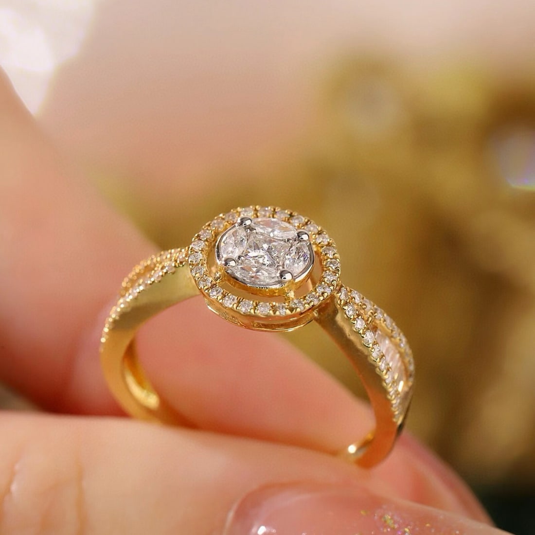 14k Gold 0.62 Ct Natural H Diamond Ring - 6