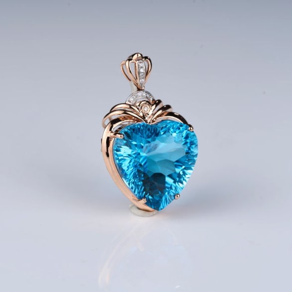 14k Gold 20.68 Ct Natural Topaz & Diamond Pendant( Without Chain ) - 7