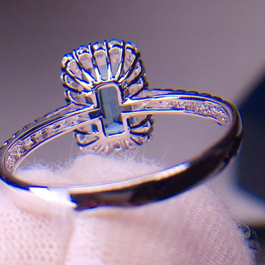 14k Gold 2.31 Ct Natural Aquamarine & Diamond Ring - 7