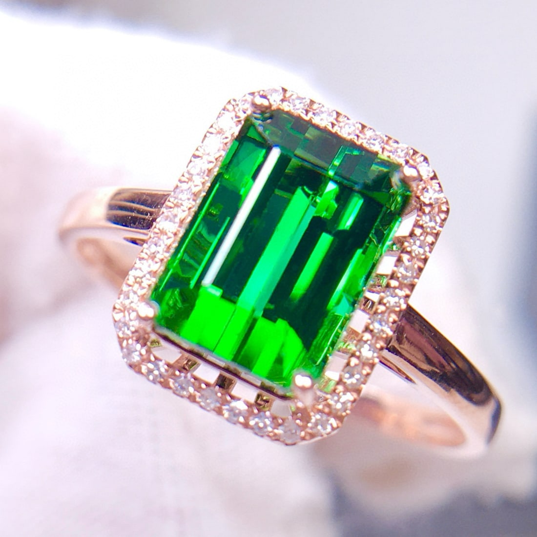 14k Gold 2.3 Ct Natural Tourmaline & Diamond Ring - 4