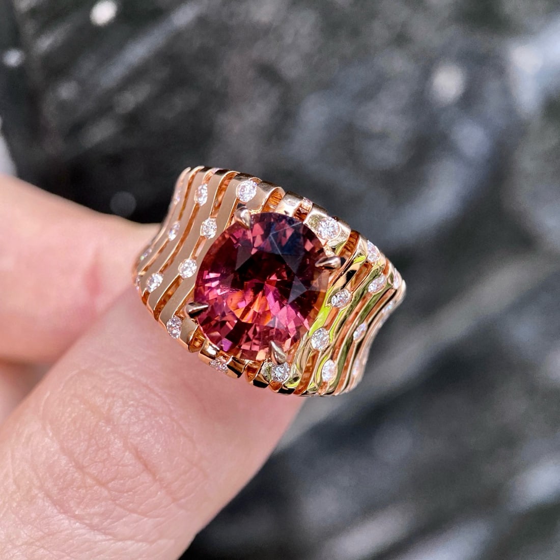 14k Gold 5.60 Ctw Natural Tourmaline & Diamond Ring - 2