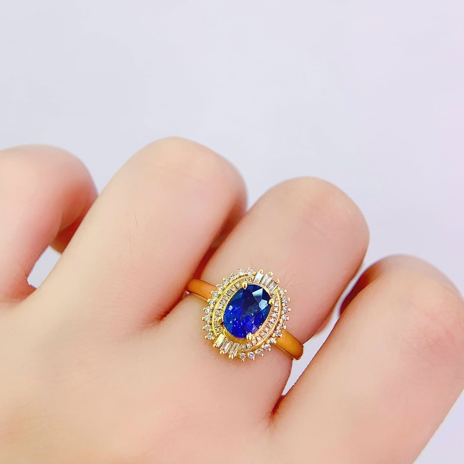 14k Gold 1.11 Ct Natural Sapphire & Diamond Ring - 3