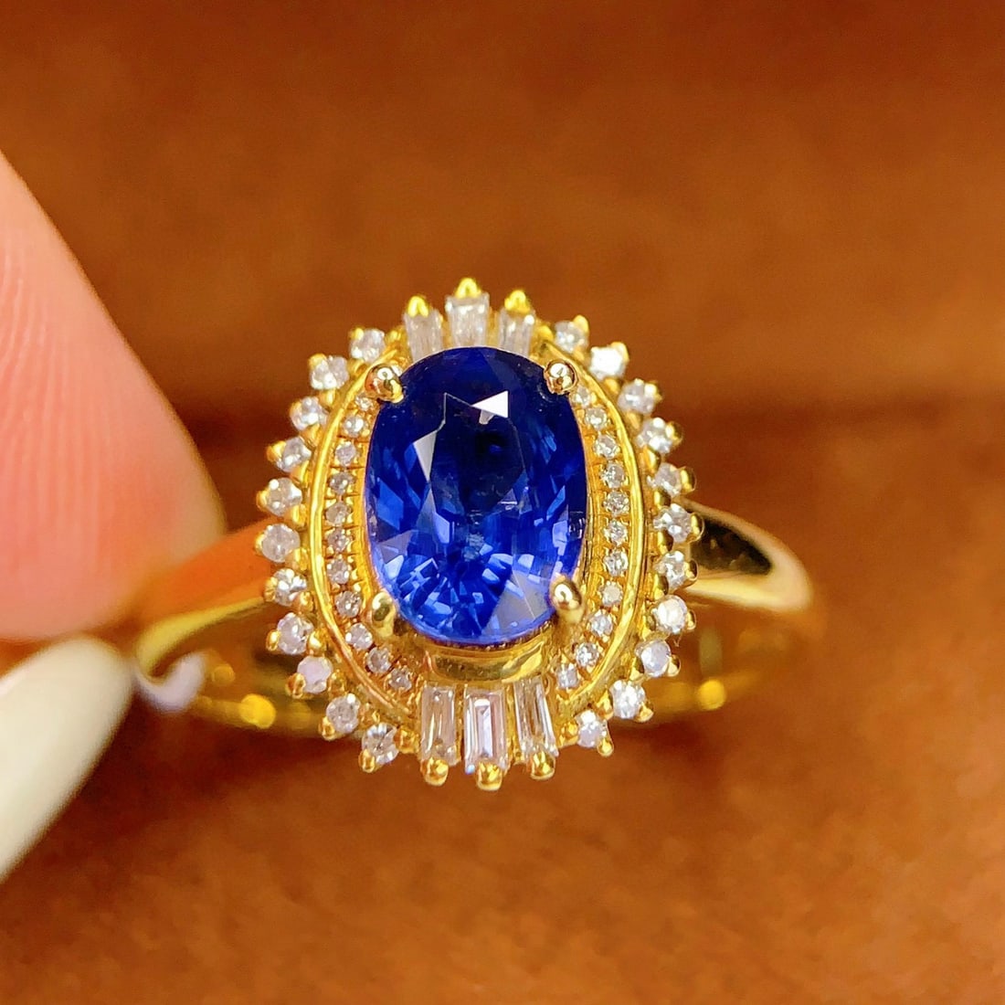 14k Gold 1.11 Ct Natural Sapphire & Diamond Ring - 5