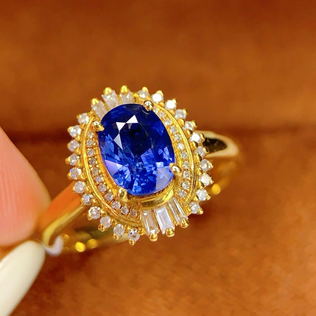 14k Gold 1.11 Ct Natural Sapphire & Diamond Ring - 6