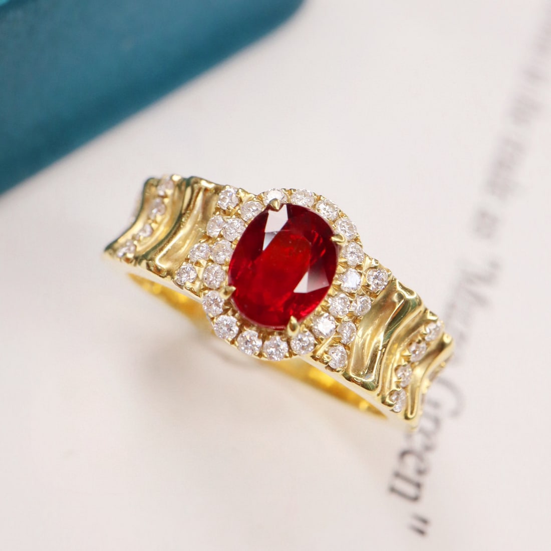 14k Gold 1.51 Ctw Vivid Red Natural Ruby & Diamond Ring - 3