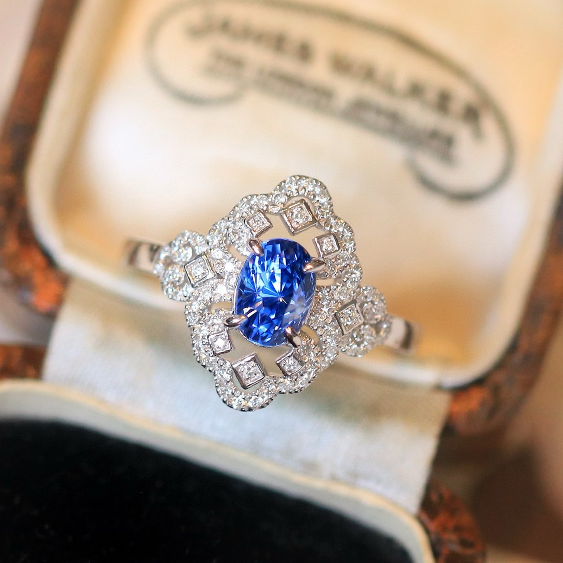 14k Gold 1.36 Ctw Natural Sapphire & Diamond Ring: Ref:231139216 // gold content:14k gold // ring size:7. 25us // // main gemstone:sapphire // shape:oval // carat weight:1. 09ct // color:blue // treatment:natural // // adjacent gemstone 2 :