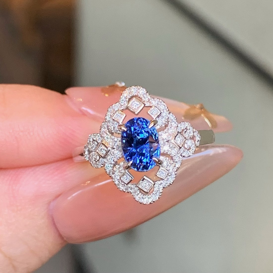 14k Gold 1.36 Ctw Natural Sapphire & Diamond Ring - 4