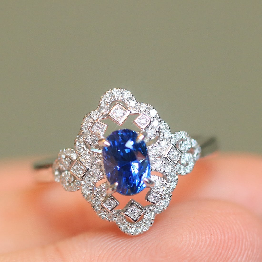 14k Gold 1.36 Ctw Natural Sapphire & Diamond Ring - 7