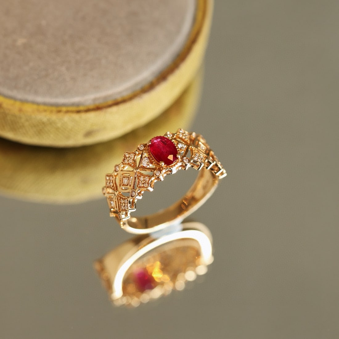 14k Gold 0.72 Ctw Natural Ruby & Diamond Ring - 2