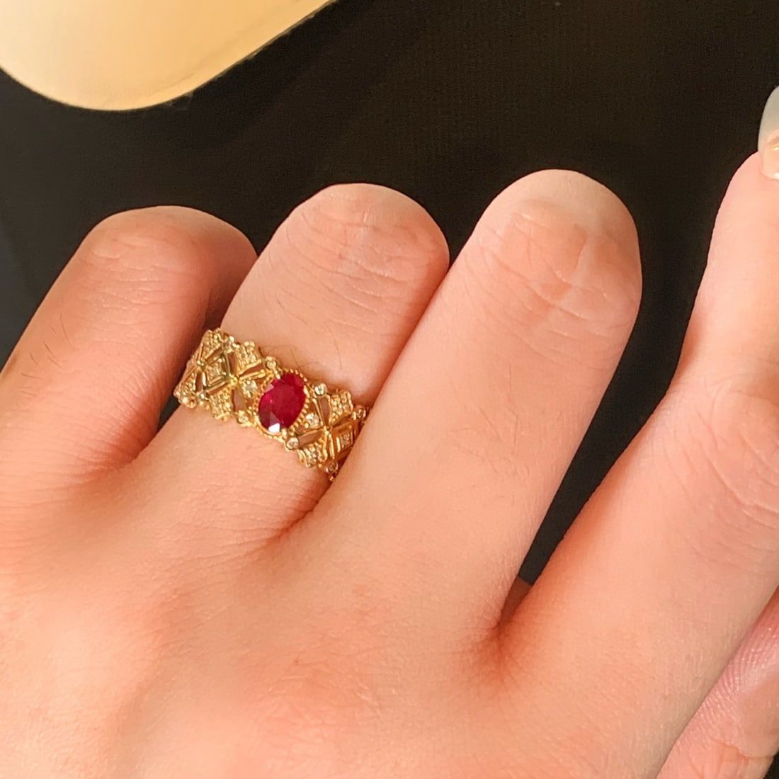 14k Gold 0.72 Ctw Natural Ruby & Diamond Ring - 4