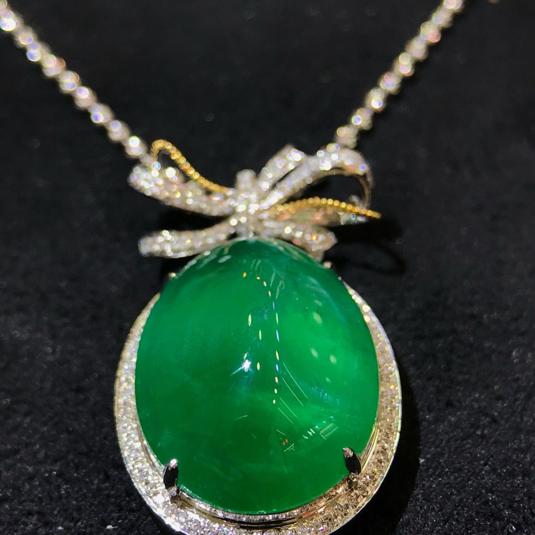 14k Gold 19.42 Ctw Natural Emerald & Diamond Pendant( Without Chain ) - 3