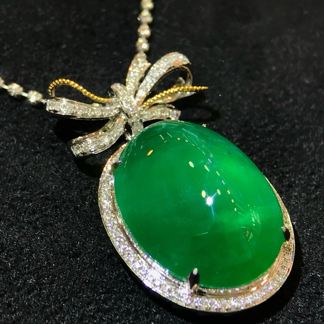 14k Gold 19.42 Ctw Natural Emerald & Diamond Pendant( Without Chain ) - 4