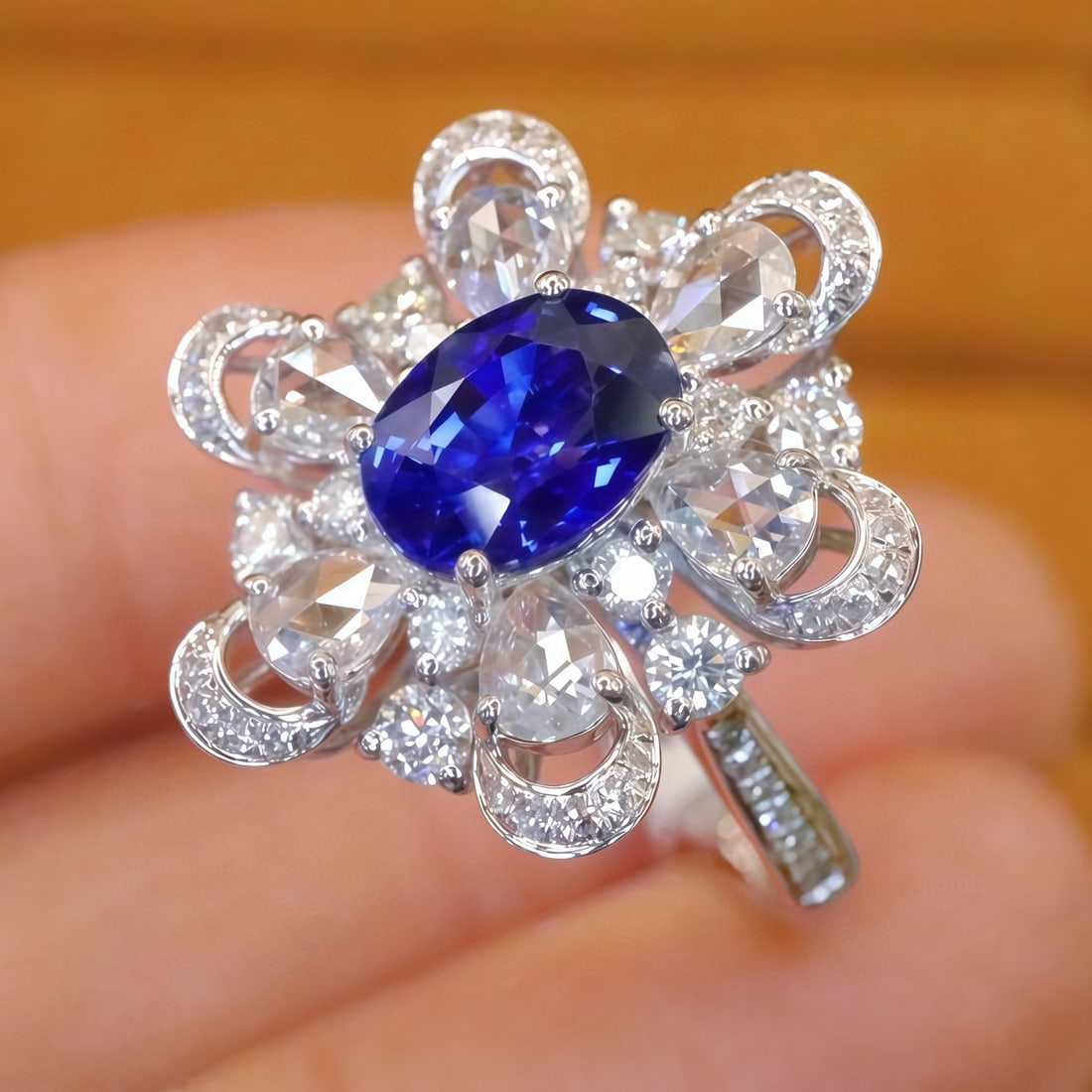 14k Gold 2.19 Ctw Natural Sapphire & Diamond Ring - 2