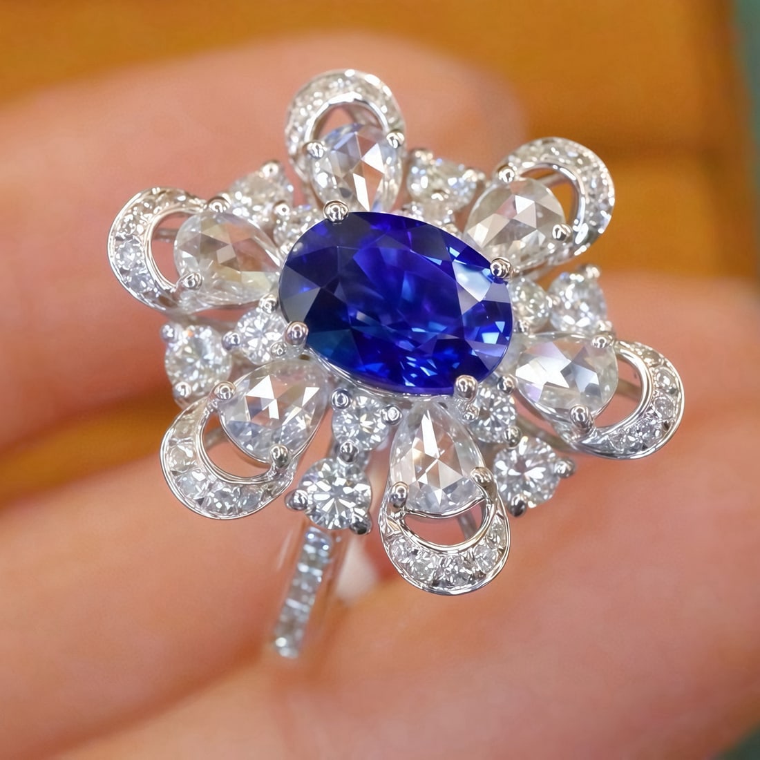 14k Gold 2.19 Ctw Natural Sapphire & Diamond Ring - 3