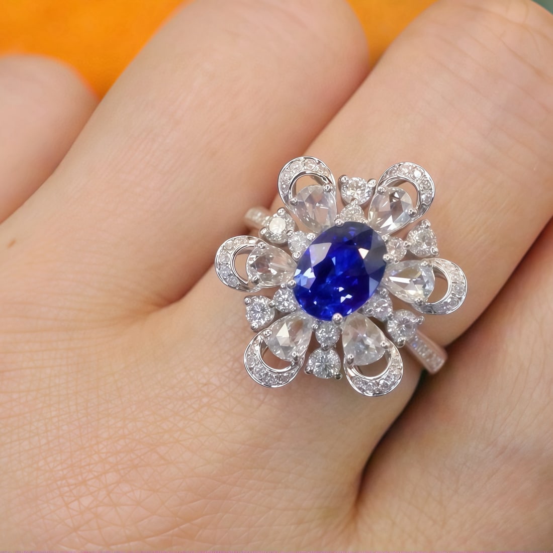 14k Gold 2.19 Ctw Natural Sapphire & Diamond Ring - 5