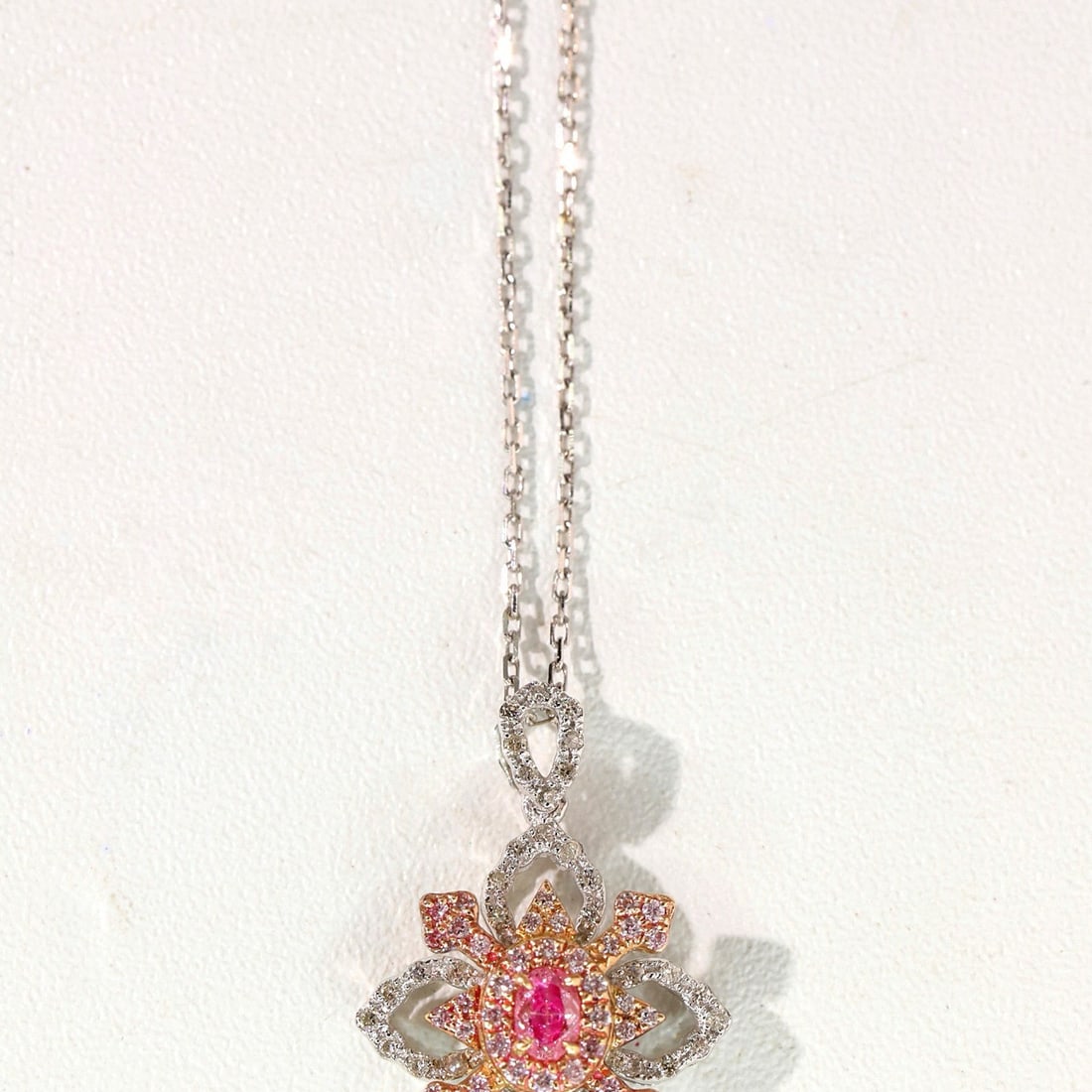 14k Gold 0.40 Ctw Natural Pink Diamond & Diamond Necklace - 3