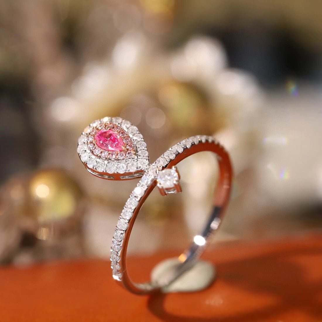 14k Gold 0.45 Ctw Natural Pink Diamond & Diamond Ring - 2