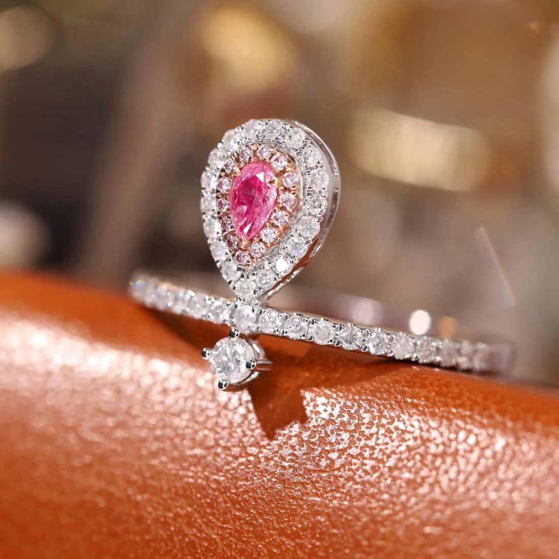 14k Gold 0.45 Ctw Natural Pink Diamond & Diamond Ring - 3