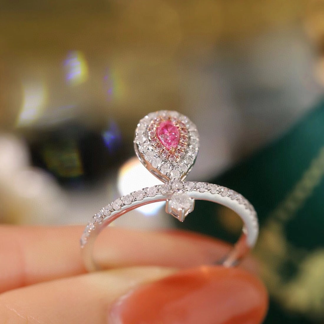 14k Gold 0.45 Ctw Natural Pink Diamond & Diamond Ring - 5