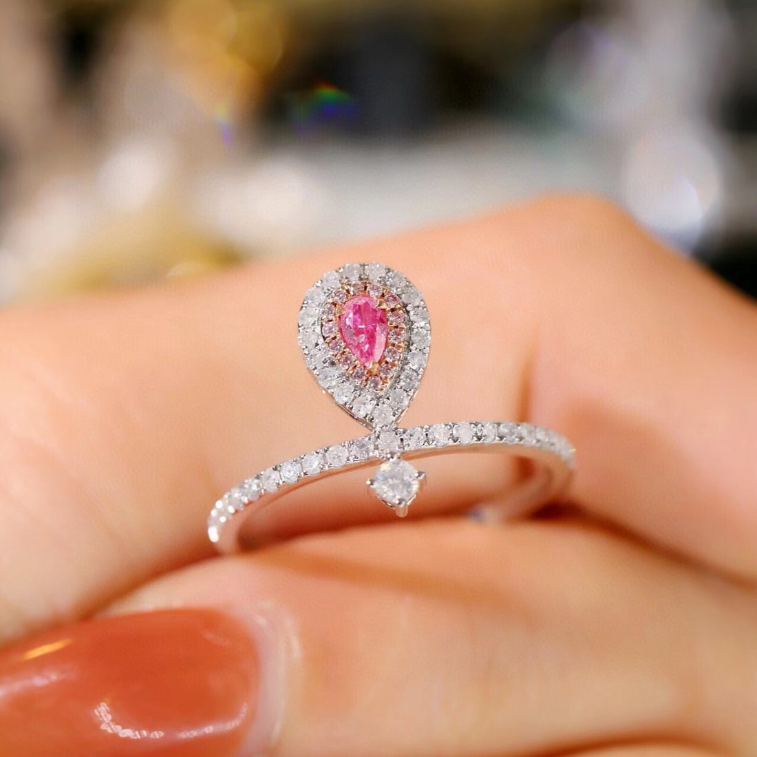 14k Gold 0.45 Ctw Natural Pink Diamond & Diamond Ring - 6