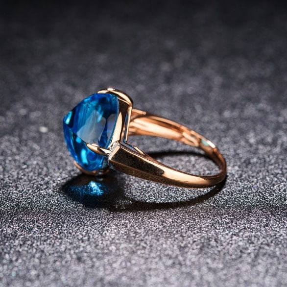 14k Gold 12.6 Ct Natural Topaz & Diamond Ring - 7