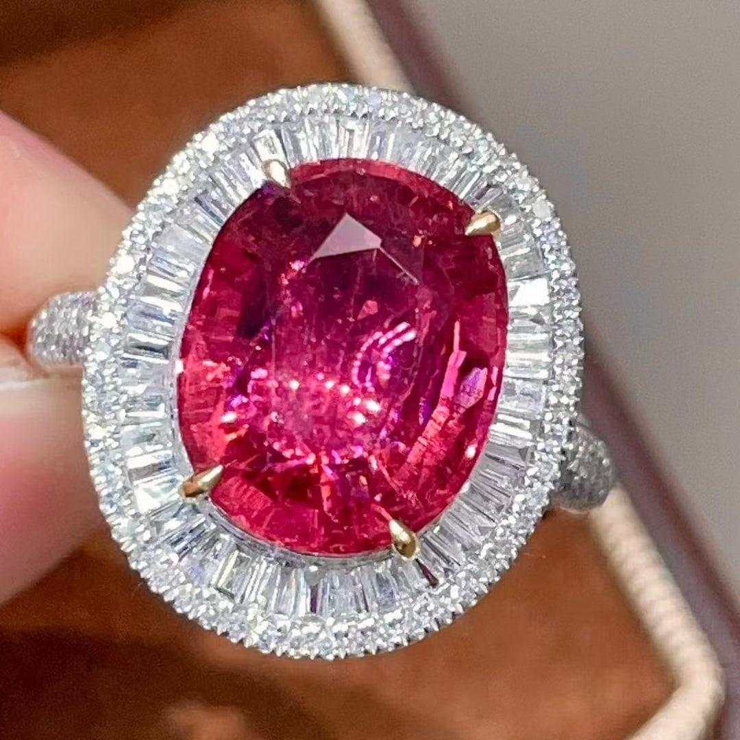 14k Gold 5.37 Ctw Natural Tourmaline & Diamond Ring - 2