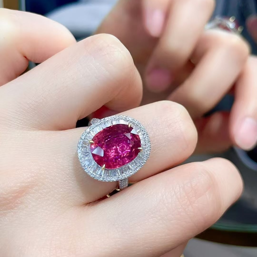 14k Gold 5.37 Ctw Natural Tourmaline & Diamond Ring - 5